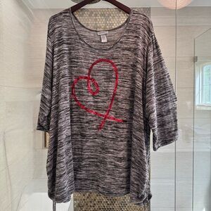 Catherines Red and Black 3/4 Sleeve Oversized heart Tunic - plus size 5x